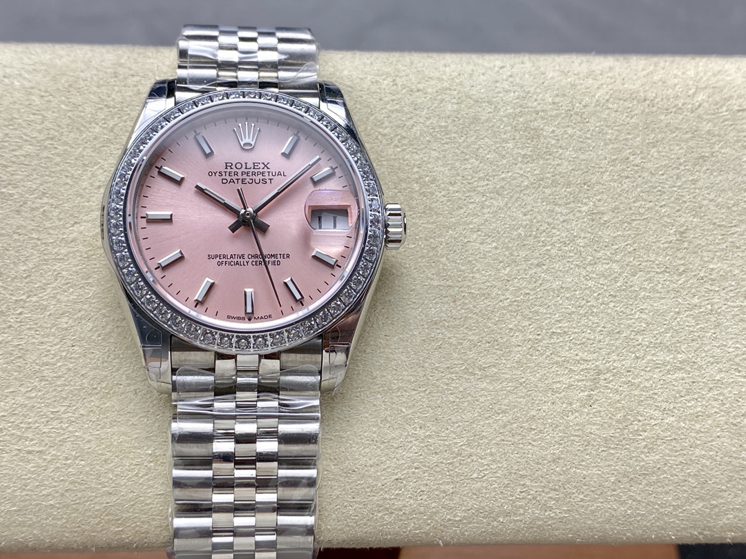 Rolex Datejust 31 White Gold Bezel Diamonds 278384RBR 0018 Women's Watch